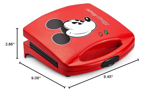 Disney Mickey Mouse Sandwich Maker by Select Brands - Electric Sandwich Maker with Nonstick Cooking Plates & Locking Lid - Cooking Appliance with Indicator Lights - Kitchen Essential for Home & Dorms
