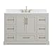 DELUXE LIVING 48 Inch Bathroom Vanity with Sink Combo, Solid Wood Frame with Mable Top &Backspalsh, Fully-Assembled with Soft-Closing Doors & 7 Drawers, Greige