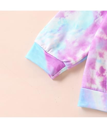 Kids Girls Clothes Cool Girl Print Tie Dye Pullover Sweatshirt and Sweatpants 2 Pieces Outfits Set4