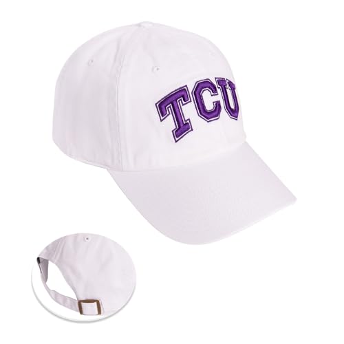 Desert Cactus TCU Texas Christian University Baseball Hat Horned Frogs Brimmed Embroidered Hats Cap Adjustable Cloth Strap Adult (Style E1) White