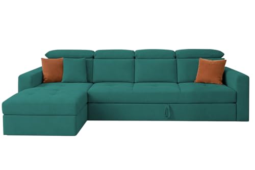 Image of Casaliving Gagnon LHS 6 Seater L Shape Corner Sofa Cum Bed for Living Room (Pine Fabric) Premium Fabric Sofa