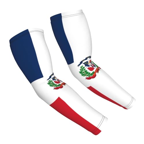 HVGZCTU Flag Arm Sleeves Dominican Flag Compression Arm Sleeves for Men Women Tattoo Cover Up Cooling Arm Sleeve 1 Pair