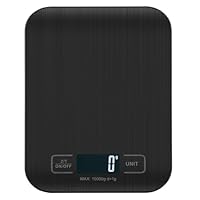 Bilancia Da Cucina Digitale, 10 kg, Bilancia Elettronica In Acciaio Inox, Elegante Bilancia Alimentare Ultra Sottile, Bilancia Elettronica Per Casa e Cucina Con Display Lcd, Funzione Tara (Nero)