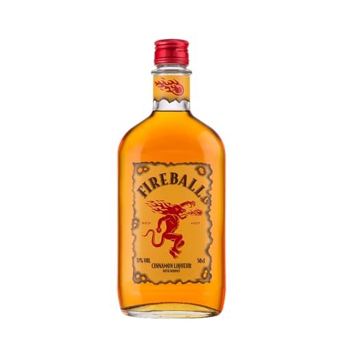 Fireball Cinnamon Whisky Liqueur Canadian Whisky With Real Cinnamon 33% ABV 50cl Americas #1 Shot Brand Best Served Cold Spicy Flavour Ideal for Shots Mixed Drinks and Cocktails