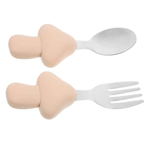 ifundom 1 Juego De Utensilios Para Niños Pequeños, Cubiertos Para Bebés Con Mango De Silicona, Cucharas Y Tenedores
