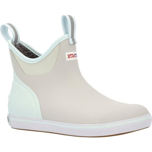 Xtratuf Women's Trolling Pack Fleece Lined Ankle Deck Boot, Grey Teal, Size 8(M)