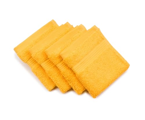 Gözze - New York Essuie-Mains, Lot de 4, Doux et absorbant, 100% Coton, 30 x 30 cm - Jaune