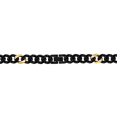 Men's Stainless Steel Black and Gold Tone Curb Chain Necklace | 10 mm | 22 Inches3