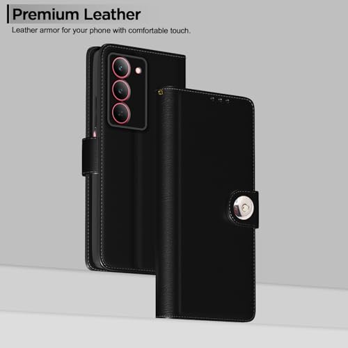 Image of Pikkme Flip Cover Leather Finish | Inside TPU with Card Pockets | Wallet Stand and Shock Proof | Complete Protection Button Flip Case for Realme Narzo 80x 5G / Realme P3x 5G / Realme 14X 5G (Black)