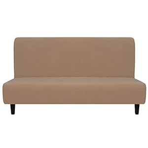 Easy-Going Fleece Stretch Sofa Slipcover Spandex Anti-Slip Soft Couch Sofa Cover, Armless Washable Furniture Protector with Elastic Bottom for Kids, Pets(Futon, Camel)