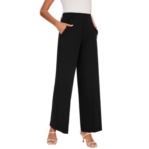 Wide Leg Dress Pants High Waisted Trousers Business Casual Work Pants with Pockets Women's Slacks for Office