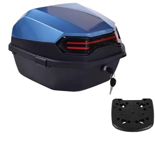 ZGHQHCDRH Baúl para Motocicleta Trasero para, Scooter, Equipaje, Cerradura Superior, Almacenamiento, Estuche con Respaldo Suave Baúl Superior para Motocicleta(Blue A and Floor)