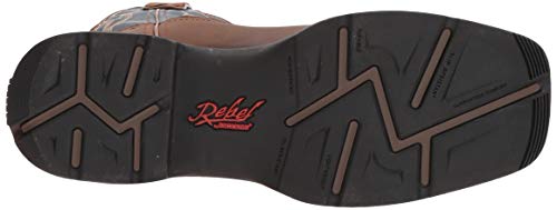 Durango Mens Rebel By Durango Steel Toe Pull-On Western Mid Calf Boot, Dark Brown And Blue Denim, 9.5 Us #TOP3