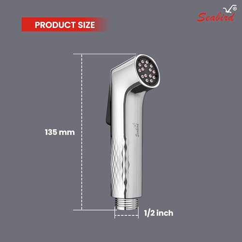 Image of SEABIRD ABS Self Cleaning Health Faucet - Chrome Finish Jet Spray for Toilet | Handheld Bidet Sprayer with High-Pressure & Soft Flow Modes | Leak-Proof Push Button | 1M SS- Tangle-Free Flexible Hose