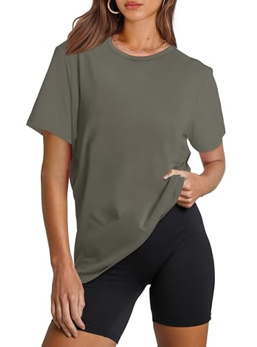OFEEFAN Spring Workout Top UPF 50+ Hiking Running T-Shirts for Women Womens Casual Tops Olive Green XL