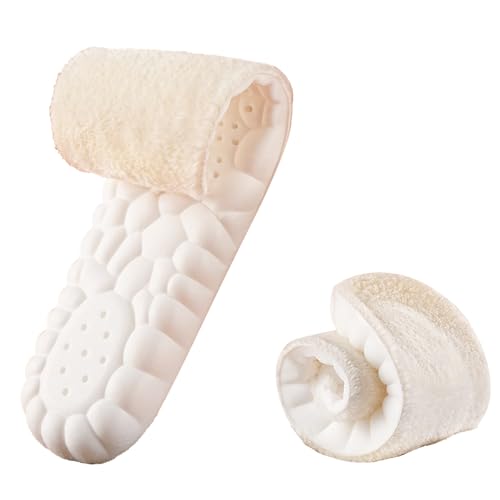 Wool Insoles for Winter Soft PU Material Inserts Warm Insoles for Boots Shoes and Slippers Perfect for Cold Weather (Beige 43/44)