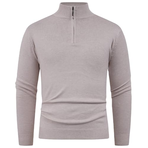 Suéter de punto con cremallera para hombre chaqueta elegante de cuello semialto abrigada 1