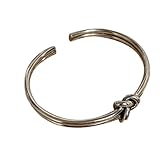 Ginwrek Brazalete para mujer pulsera de plata de ley 925 brazalete de moda de doble capa con nudo celta sencillo y único ajustable y abierto para hombres mujeres.
