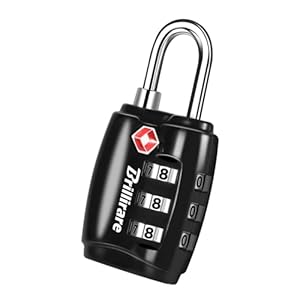 TSA Approved Luggage Locks, Combination Travel Padlock, Zinc Alloy 3-Digit Waterproof Lock, TSA Accepted Outdoor Keyless Resettable for Lockers, Bags, Backpack, Gym, Gate-Black