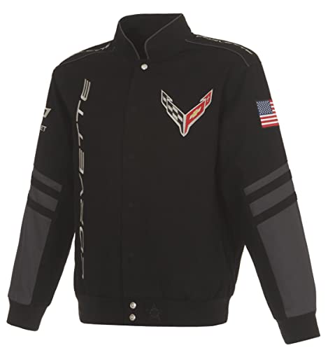 JH DESIGN GROUP Men's Chevy Corvette C8 Jacket an Embroidered Classic Twill Coat