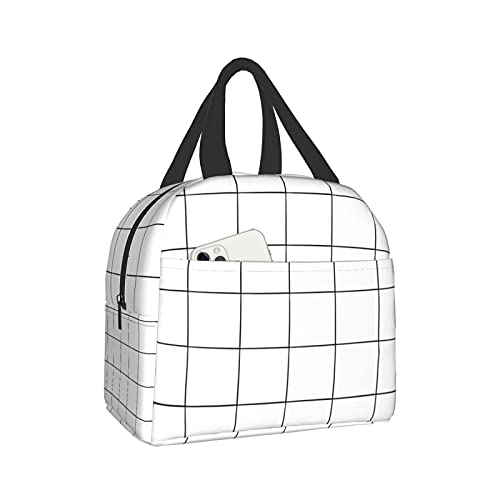 Aisquw BLACK-48 White Checkered Bags cover
