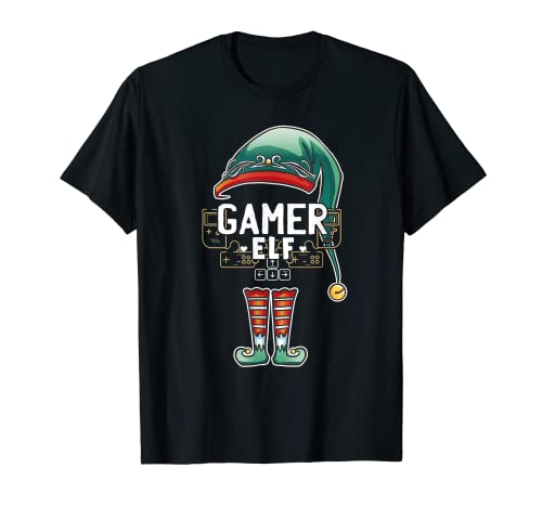 Gamer Elf Matching Family Christmas Funny Pijama Camiseta