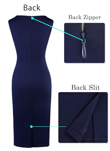 Image of VFSHOW Womens Work Office Business Casual Sleeveless Ruched Elegant Professional Church Cocktail Party Pencil Sheath Dress