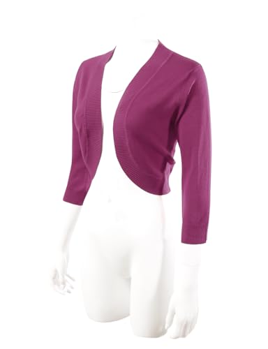 Image of Allsense Women's 3 /4 Sleeve Bolero Shrug for Dresses | Open Front Cropped Cardigan, Lightweight Knit Dress Cover Up