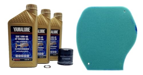 Image of Yamaha Grizzly 550 (2009-2016) all Models Oiland Air Filter Change Kit Yamaha Part# 5GH-13440-80-00, 3 Quarts High Performance LUB-10W40-FS-12 and Part # 1HP-E4451-01-00