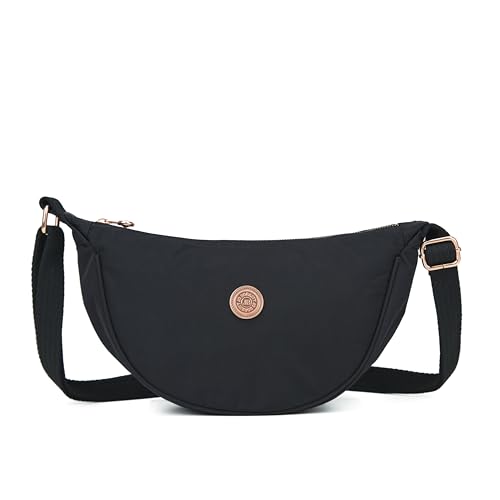 Small Sling Crossbody Bag for Women Men Trendy Crescent Bag with Adjustable Strap Lightweight Nylon Cloth Handbags - Main Image