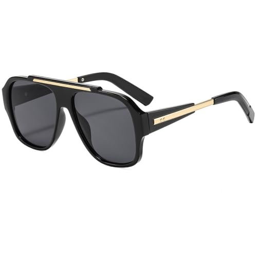 Lunettes de soleil rétro Y2K monture épaisse à rivets pour un look décontracté