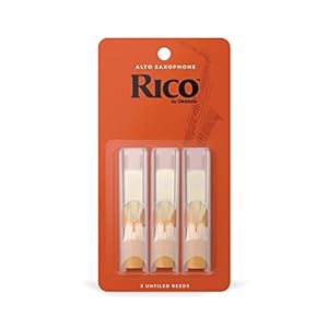 Rico Saxophone Reeds – Reeds for Alto Saxophone – Thinner Vamp Cut for Ease of Play, Traditional Blank for Clear Sound…