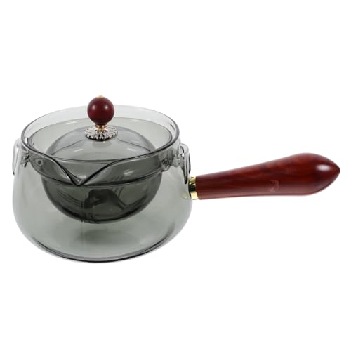 PartyKindom Tetera de Vidrio con Infusor Giratorio y Mango de Madera de Chino Resistente Calor para Infusiones Casa