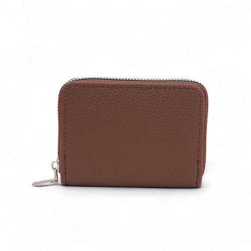 Image of 9 Slot RFID Genuine Leather Credit Debit Card Holder Wallet Money Zipper Coin Purse for Men & Women (Brown 2)
