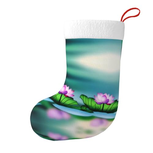 Yyhhaofa Lotus On The Lake - Calcetines de Navidad impresos de doble cara para decoración de interiores y fiestas de gran capacidad