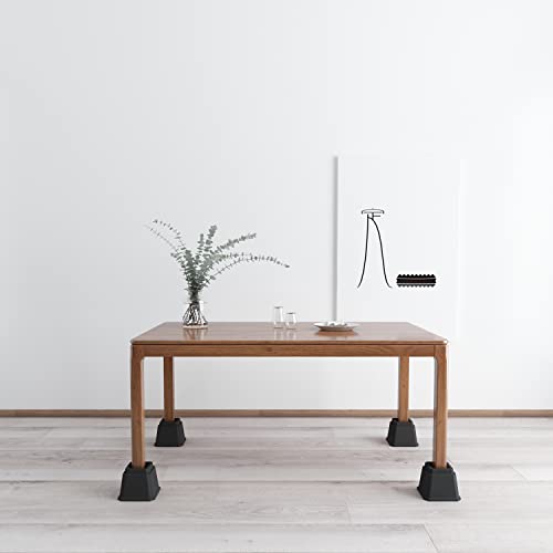 Ahasolid Bed Risers 4 Inch Heavy Duty, Furniture Risers For Bed Frame, Couch, Desk, Chair, Lifts Up To 1,500 Lb, Set Of 8, Black #TOP3