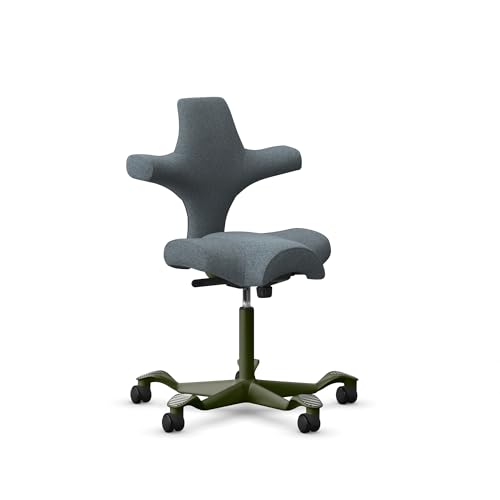 Image of HAG Capisco Sit to Stand Chair-Moss Gray Frame-Upholstered Dark Gray