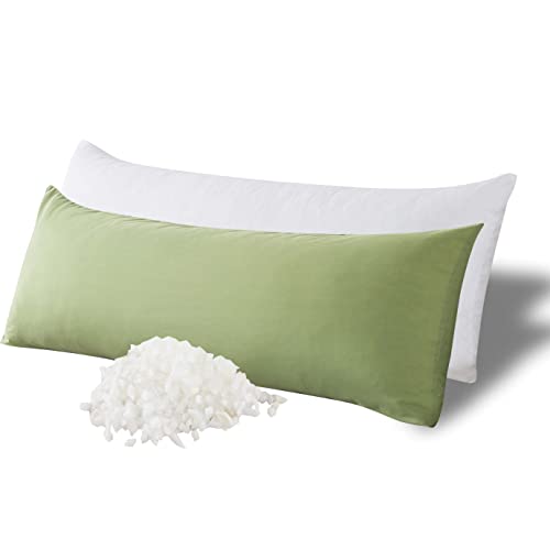 Whatsbedding Memory Foam Body Pillow With Cooling Zippered Cotton Cover, Full Body Pillow For Adults, Long Pillow For Sleeping, Firm Body Pillow Breathable Fluffy Supportive - 20X54 Inch, Sage Green #TOP11