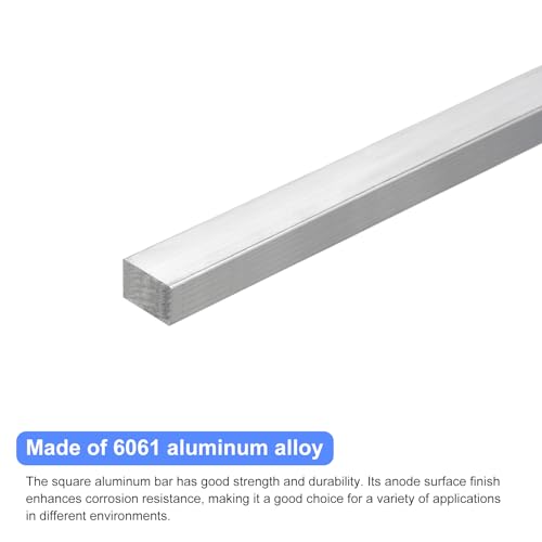 Image of uxcell Square Aluminum Flat Bar, 9 /16 inch Thick 0.8 inch Width 10 inch Length Square Aluminum Bar 6061 Aluminum Flat Plate, 15 x 20 x 254mm T6511 Solid New Mill Stock for Industrial Building