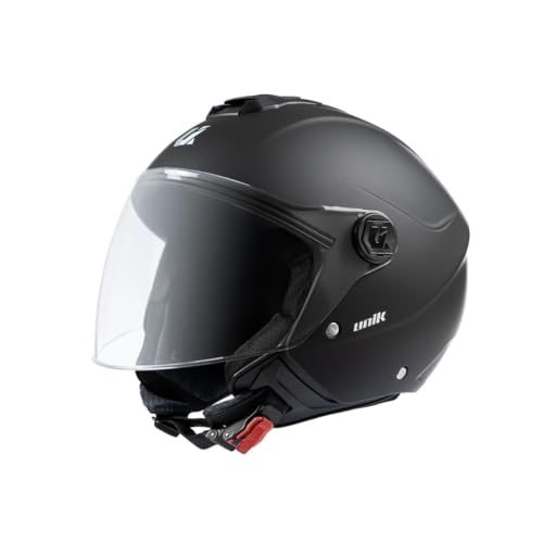SpiritMoto unik Casco Moto Jet Abierto Motocicleta Scooter Ciclomotor Hombre/Mujer Airflow Cierre Micrométrico Desmontable Homologado - negro mate talla L