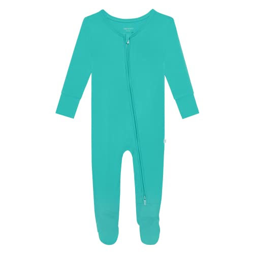 Image of Posh Peanut Baby Footie Pajamas Made from Soft Viscose from Bamboo - Newborn Baby Boy Clothes - Kids One Piece PJ (Signature Teal, 9-12 Months)