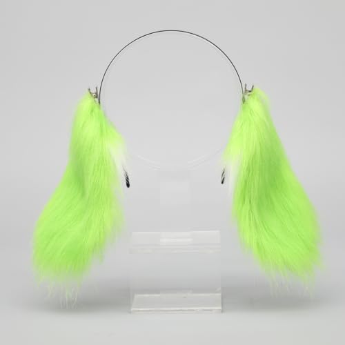 ATekatac Cute Rabbit Ears Headband Long Furry Dog Ears Animal Cosplay Headband (D Green) — view 3