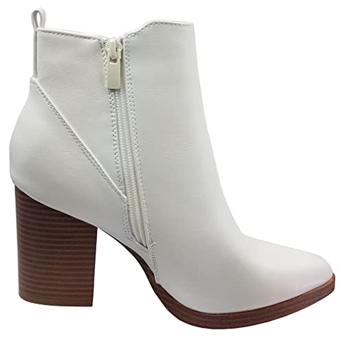 TOP Moda Womens Ankle Boots Chunky Stacked Mid Heel Elastic Chelsea4