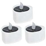 HYTROVE 3Stücke Solarbetriebene LED Teelichter Wasserdichtes Flammenloses Kerzenlicht für Innen und Außendekoration für Party Hochzeit Weihnachtsfest und