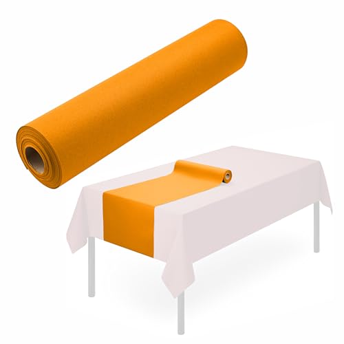 Disposable Table Runner for Dining Table, 16" x 48" 20-Pack Linen-Like Orange Paper Table Runners for Thanksgiving Party, Wedding Or Event