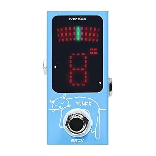 EROK Mini Tuner Pedal – Compact Size with Pitch LED Indicator for Electric Guitar & Bass, True Bypass - Les Beatles, Paul McCartney, John Lennon, RIngo Starr, George Harrison