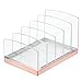 mDesign Plastic Makeup Organizer for Bathroom Countertops, Vanities, Cabinets: Cosmetics Storage Solution for - Eyeshadow Palettes, Contour Kits - 5 Sections - Lumiere Collection - Clear/Rose Gold