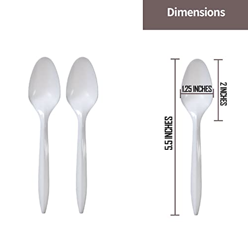 White Midweight Plastic Teaspoon Bulk Pack (400 Count) - Durable & Elegant Disposable Cutlery for Parties, Weddings, and Events