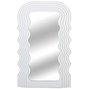 Simmer Stone Aesthetic Wave Pattern Irregular Frame Mirror, Decorative Desk Wall Mirror for Living Room Bedroom Hallway Home Decor Birthday House Warming Gift (White)