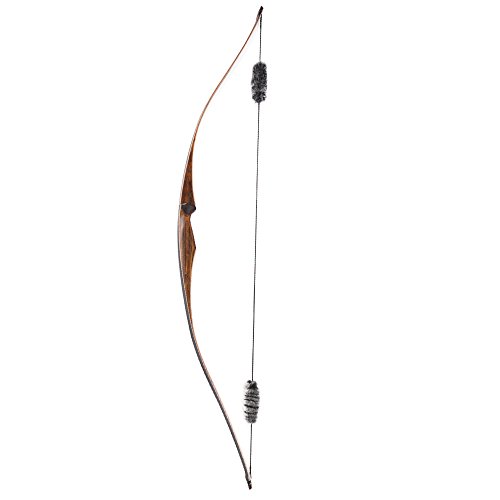 TOPARCHERY Archery 54'' Hunting Recurve Bow One Piece Traditional Wood Long Bow Targeting Practice Right Hand with String Silencer (25 lbs)